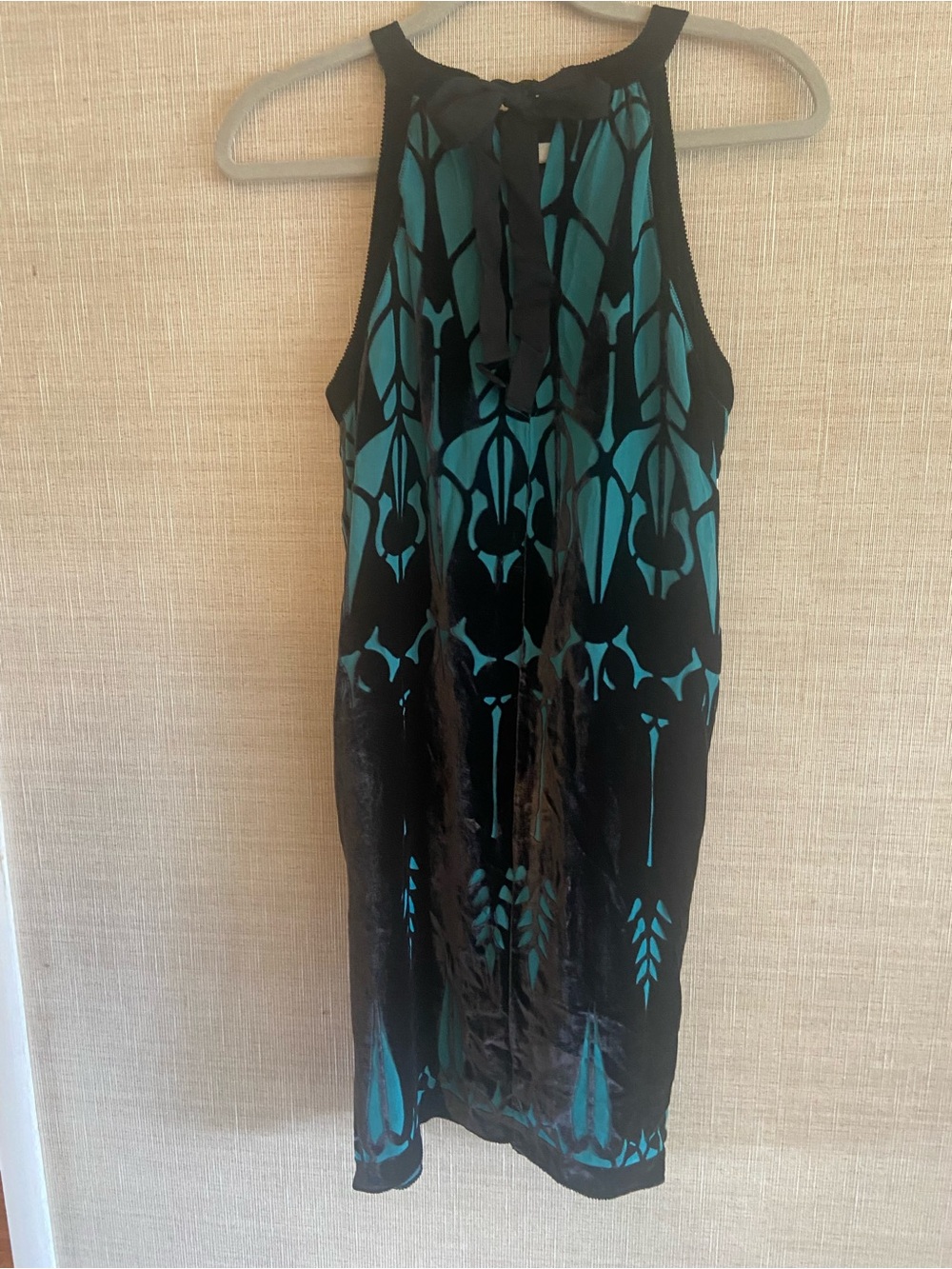 Studio M Black and Teal Halter Mini Dress